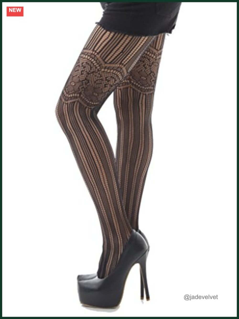 Victorian Pattern Sheer Stretch Pantyhose Gothic Costume